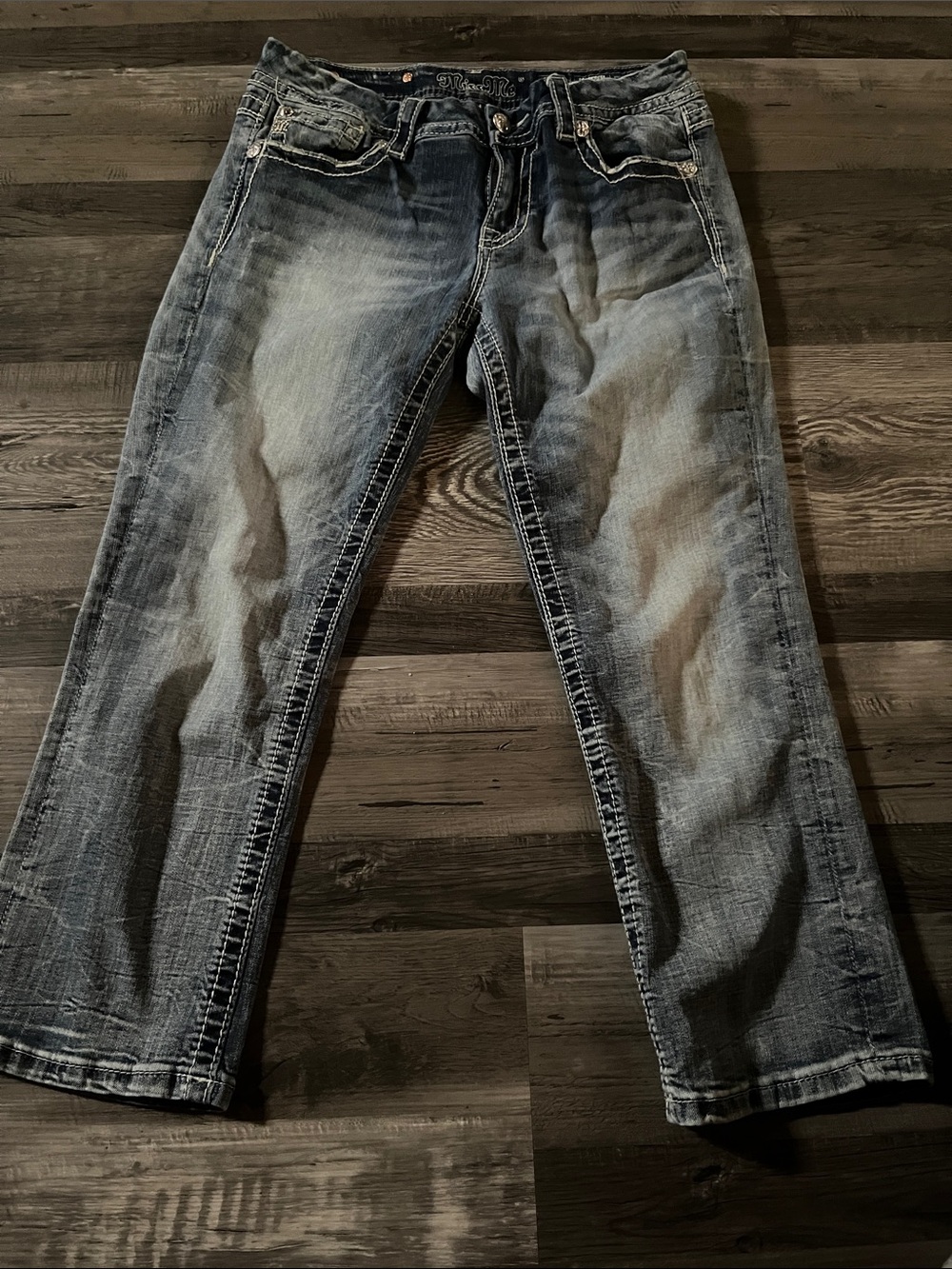 Miss Me Capris in Washed Blue EUC